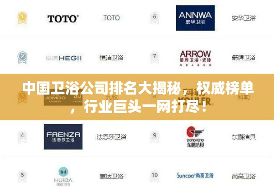 中国卫浴公司排名大揭秘,权威榜单,行业巨头一网打尽!