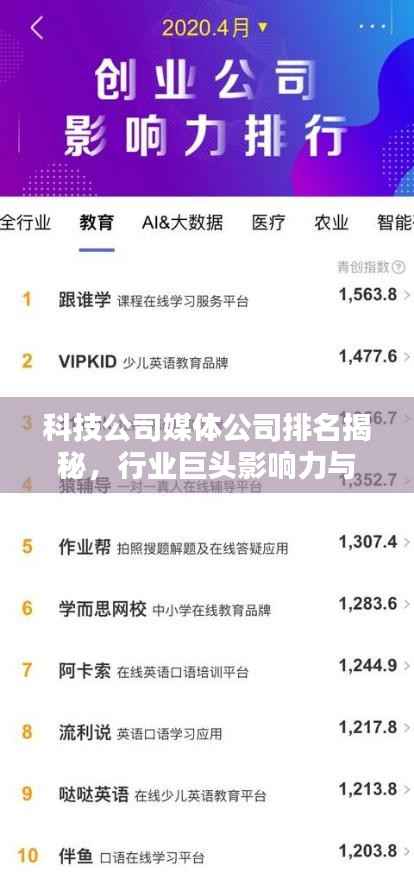 科技公司媒体公司排名揭秘,行业巨头影响力与实力大比拼